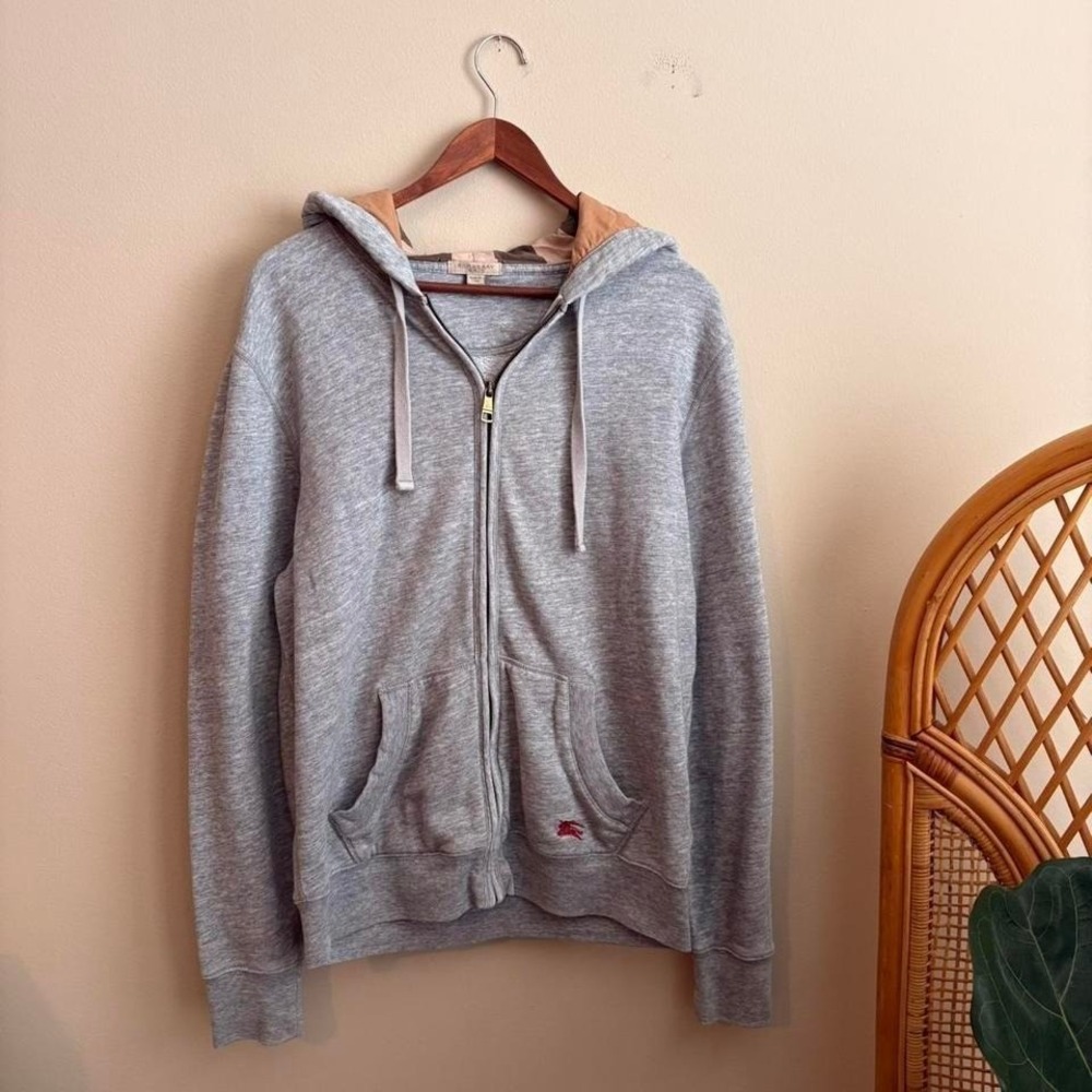Modern Authentic Burberry Brit Small Horse Nova Grey Zip Up Hooded Sweatshirt